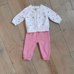 Little Me White Cardigan with Pink Dots
